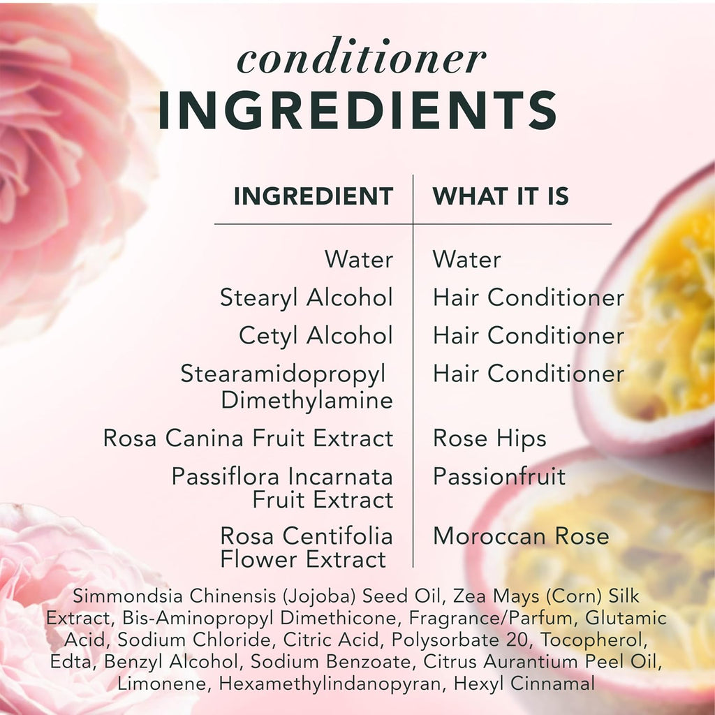 Herbal Essences Conditioner, Rose Hips + Passionfruit - Smooth Collection, Shiny Hair With Vitamin E & Jojoba, Safe For Color Treated Hair, Floral Scent, Cruelty-Free, Dermatologist-Tested, 29.2 Fl Oz