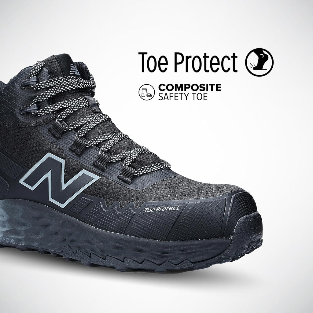 New Balance Fresh Foam Cremorne Composite Toe Safety Shoes For Men - Non Slip, Electrical Hazard - Black/Grey, Mid