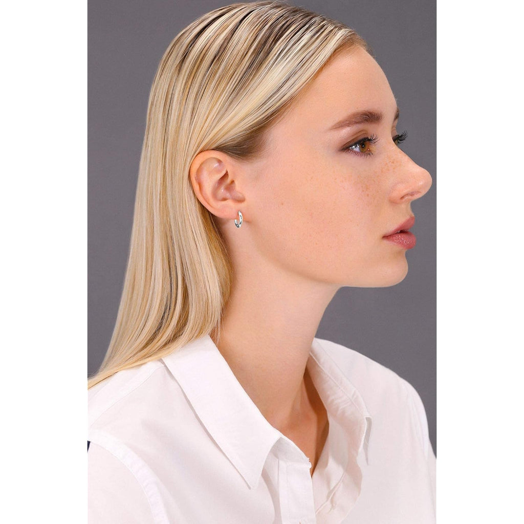 14k White Gold Classic Round Hoop Earrings