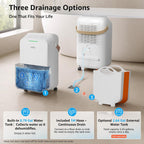 Knka 2500 Ft² Max 34 Pints Dehumidifier For Basement With Drain Hose, White | Dehumidifiers For Home, Bedroom, Bathroom, Large Room, Three Modes, Intelligent Humidity Control, Dry Clothes, 24Hr Timer
