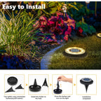 Solar Lights Outdoor Waterproof - 2-In-1 Solar Powered Ground Lights Outdoor Solar Disk Light Landscape Light For Deck Step Patio Yard Pathway Walkway Driveway Garden (Warm White, 12 Pack)