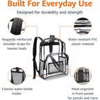 Amazon Basics Transparent Clear School Backpack, Water-Resistant Pvc Plastic, Reinforced Shoulder Straps, 17 X 7 X 13 In