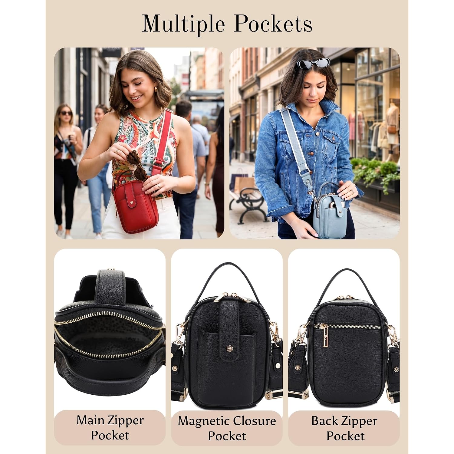 Gail Vegan Leather Multi Compartment Crossbody Bag
