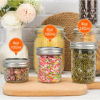 CycleMore 40 Pcs 4oz Clear Glass Mini Mason Jars With Silver Separable Lids and Diamond appearance, Small Spice Canning Jars for Honey, Jam, Jelly, Wedding Favors, Kitchen Food Storage