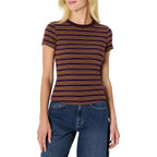 Amazon Essentials Women'S Slim-Fit Stretch Rib Short Cap Sleeve Crew Neckline Tee