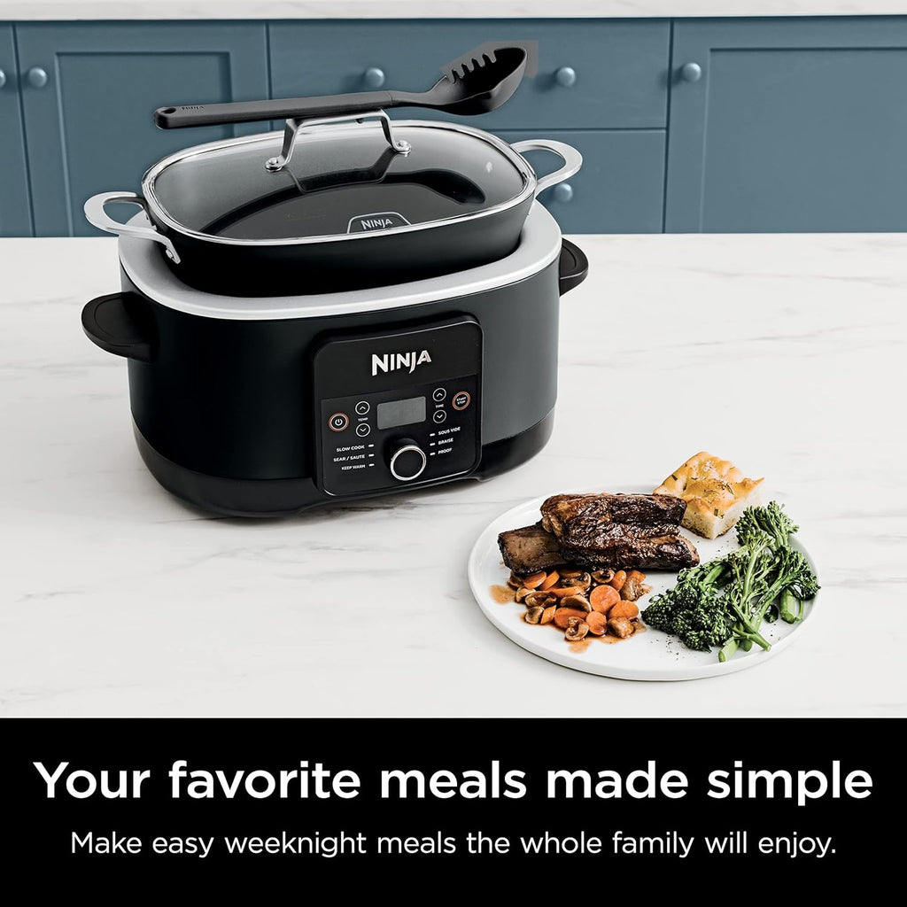 Ninja® 12-in-1 PossibleCooker™ PLUS | 8.5-qt - Sous Vide & Proof Multi-Cooker | Slow Cooker, Dutch Oven & More | Glass Lid & Integrated Spoon | Nonstick | Oven Safe Pot to 500°F | Black | MC1010