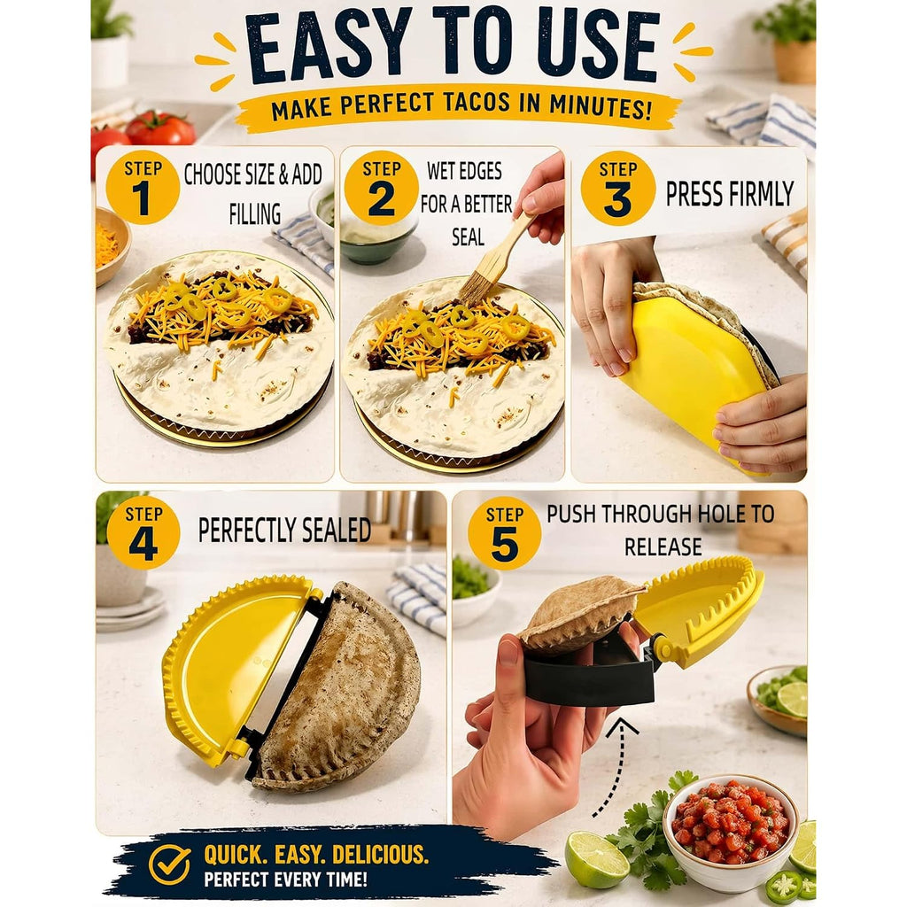 4-Size Nesting Tortilla Sealer & Crimper For Less Filling Mess | 4/6/8/10-Inch Sizes, Bpa-Free Pp; Microwave/Dishwasher Safe, 25Mm Bottom Eject Hole For Quesadillas, Burritos, Dumplings