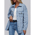 Automet Women'S Oversized Jeans Jacket, Classic Button Down Denim Jacket With Chest Pockets, Loose Fit Boyfriend Style Coat