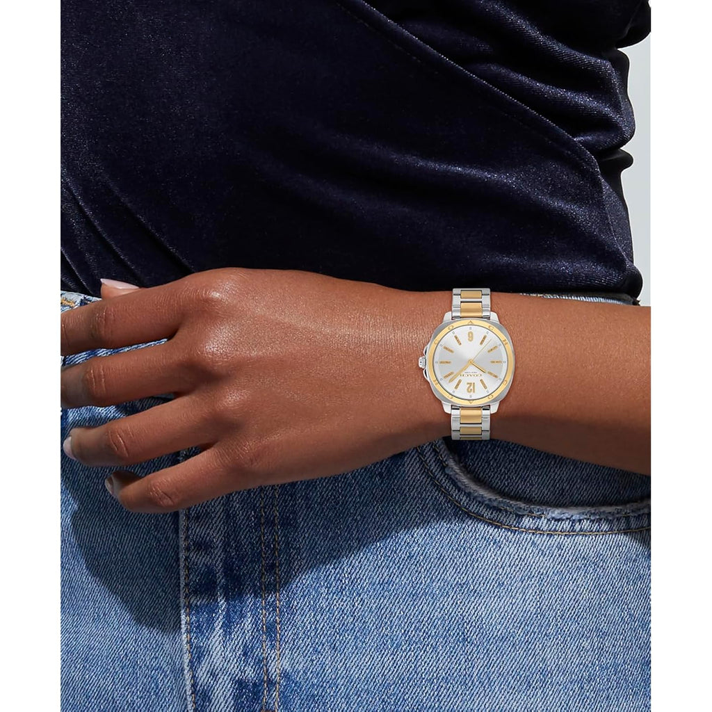 Coach Kitt Women'S 3H Quartz Watch – 34 Mm Stainless Steel Case – Link Bracelet – Stylish Fashion Accessory, Gift For Her