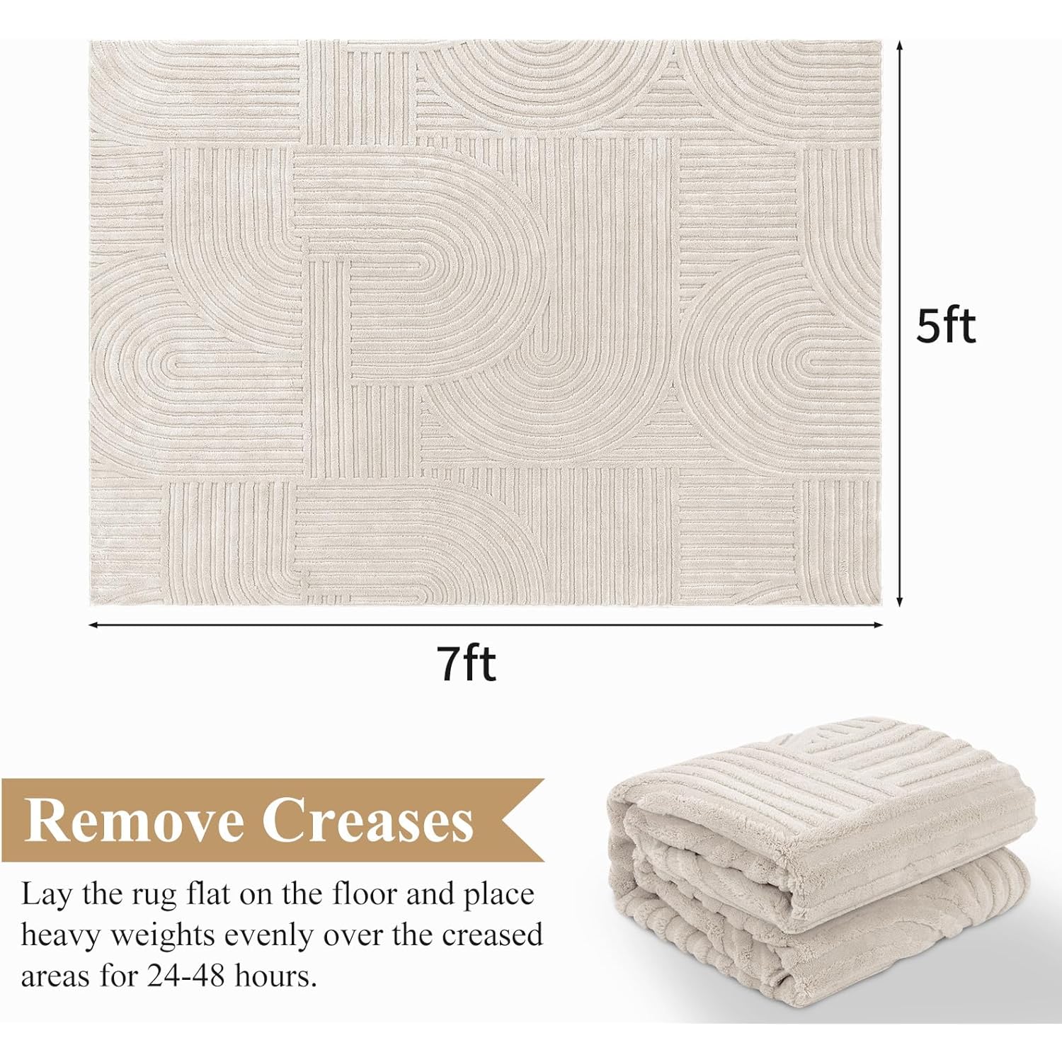 Pauwer 5x7 Washable Area Rugs for Living Room Modern Beige Solid Color Soft Fluffy Rugs for Bedroom Non Slip Boho Accent Indoor Mat Floor Carpet Cover for Kids Room Dining Room Kitchen Office