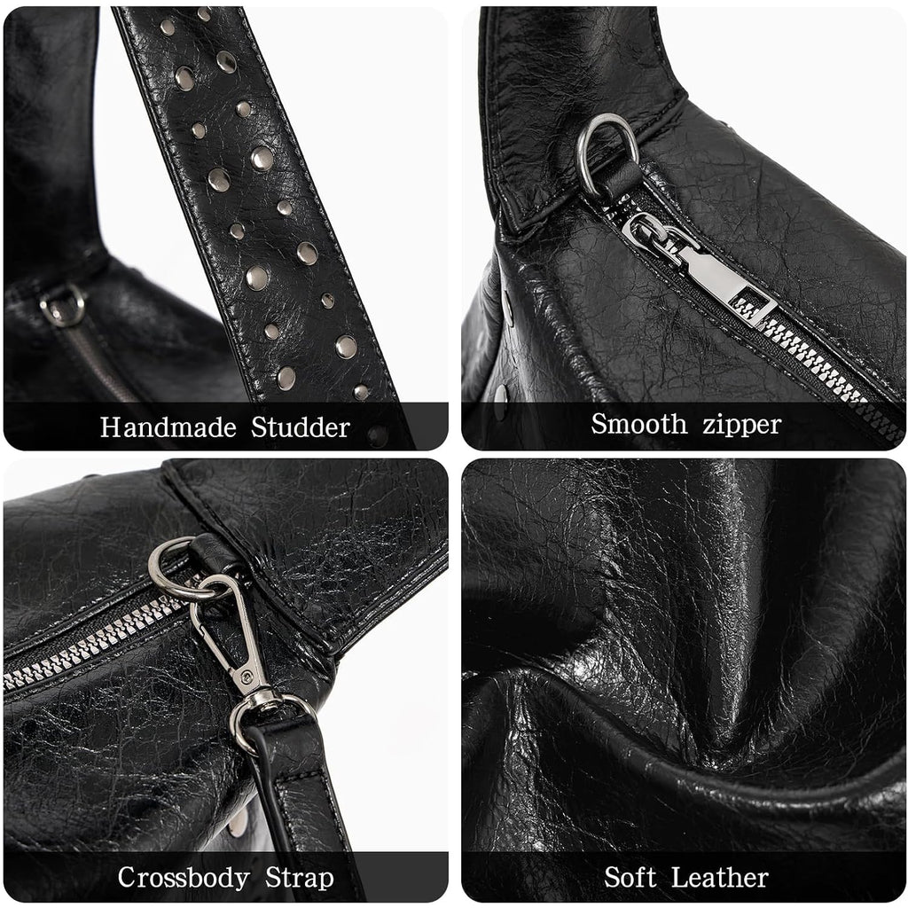 Studded Purses For Women Y2K Shoulder Bag Small Vegan Leather Handbag