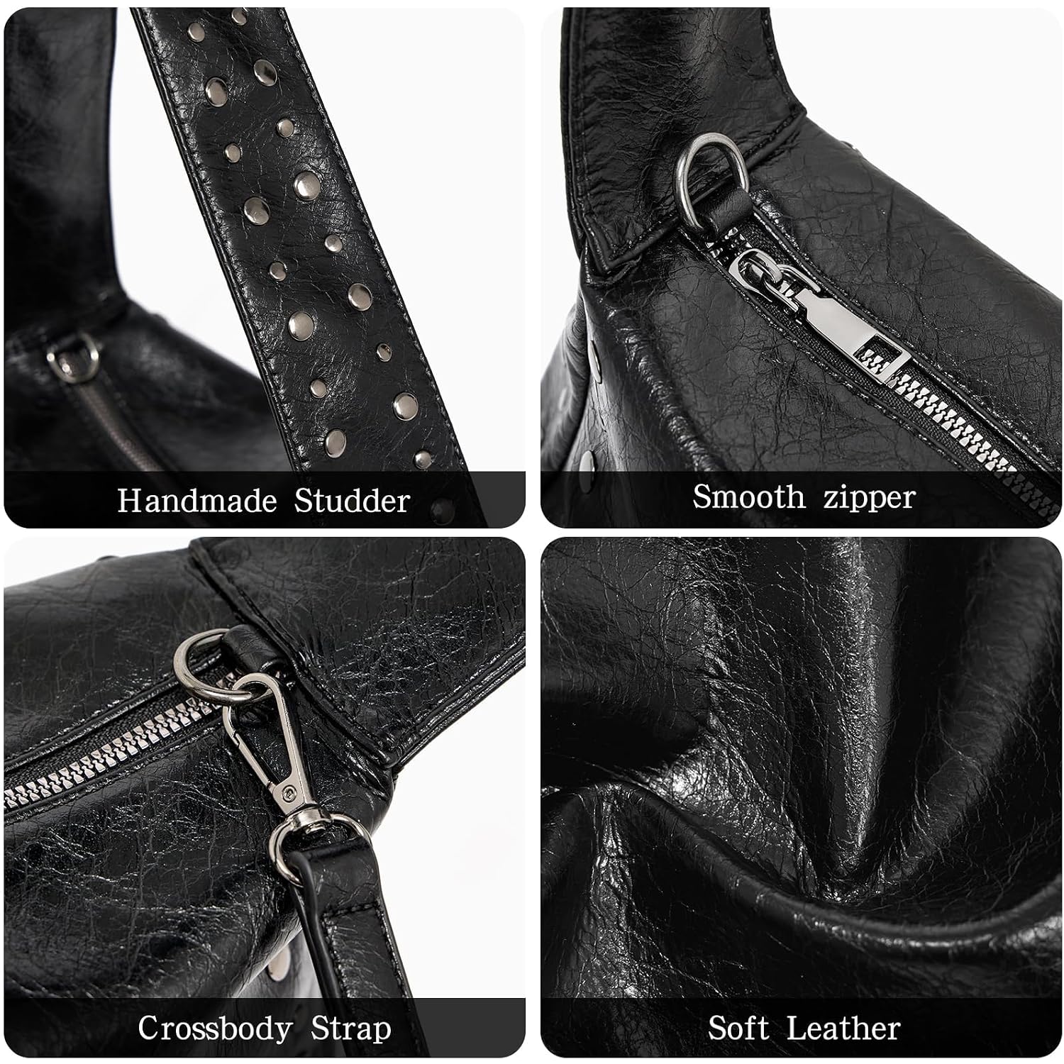 Studded Purses For Women Y2K Shoulder Bag Small Vegan Leather Handbag
