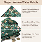 Kelvoris Cute Hedgehog Small Rfid Women Wallet Bifold Zipper Coin Pocket PU Leather Compact Cash Credit Card Holder Travel Wallet for Female Ladies Teen Girls 1 ID Window 10 Card Slots