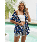 Women's Summer Hawaiian Shirts Floral Short Sleeve Button Down Shirts Hawaii Tropical Beach Tops Outfits