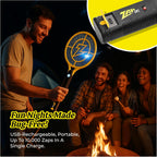 Zap It! Rechargeable Electric Fly Swatter Racket - 4,000-Volt Mosquito Zapper With Usb Charging Cable And Super-Bright Led Light -Large- Safe 3-Layer Mesh, Yellow, Bug Zapper For Indoors And Outdoors