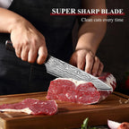 8 Inch Chef Knife - Ultra Sharp 12-15 Degree Edge Kitchen Knife For Meat Vegetable Cutting Japanese Style, High Carbon Stainless Steel Blade, Pakkawood Handle &Sheath, Cooking & Bbq Gift