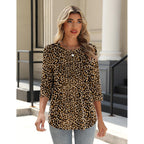 Zeagoo 3/4 Length Sleeve Womens Tops Crew Neck Loose Fit Shirts Pleated Cute Clothes Dressy Casual 2026 Summer Tunics