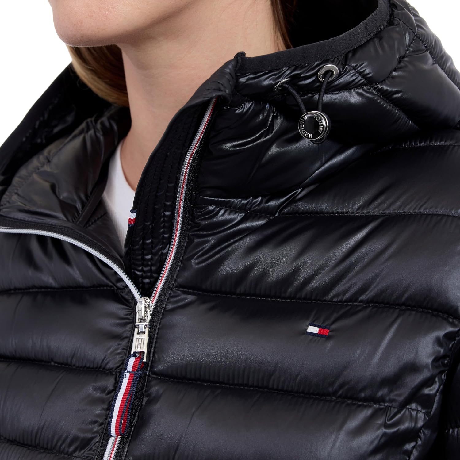 Tommy Hilfiger Women'S Puffer Jacket, Lightweight Packable Jacket With Hood & Bag