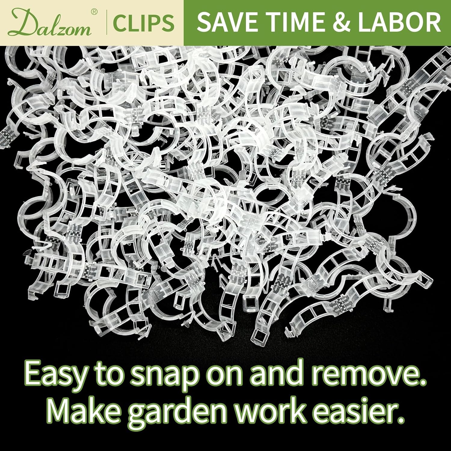 Dalzom® 300Pcs Tomato Clips, Plastic Trellis Clips Plant Support Clips, Plant Clips For Support, Grape Vine, Tomato Vine, Vegetables Plants, Garden Clips To Grow Upright Makes Plants Healthier
