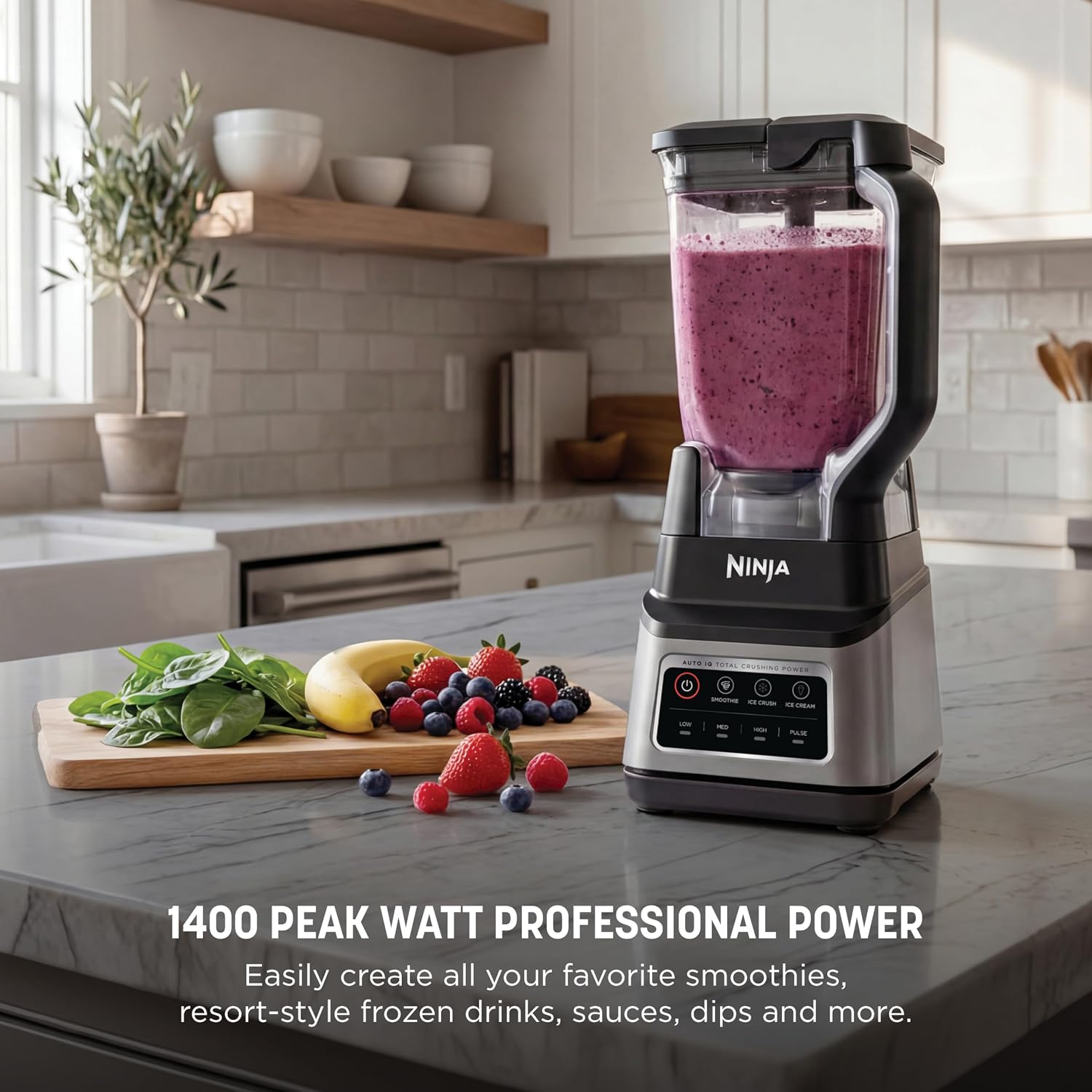 Ninja Professional Plus Blender With Auto-Iq | Smoothie And Ice Cream Maker, Frozen Drink Mixer, Margarita Machine | 3 Auto-Iq Presets, 1400W, 72-Oz. Total Crushing Pitcher | Dark Grey | Bn701