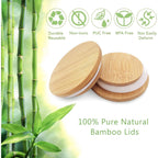 Oui Yogurt Jar Lids - 8 Pack Oui Lids-Natural Bamboo Wood with Silicone Sealing Rings and Oui Yogurt Bottle Label, For 5 Oz Oui Yogurt Jars
