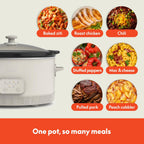 bella 6.0 Qt Programmable Slow Cooker, Ceramic Nonstick Coating, Adjustable Temperature & Cooking Times, Dishwasher Safe Stoneware Pot & Tempered Glass Lid, Tangle Free Cord Wrap, Oatmilk