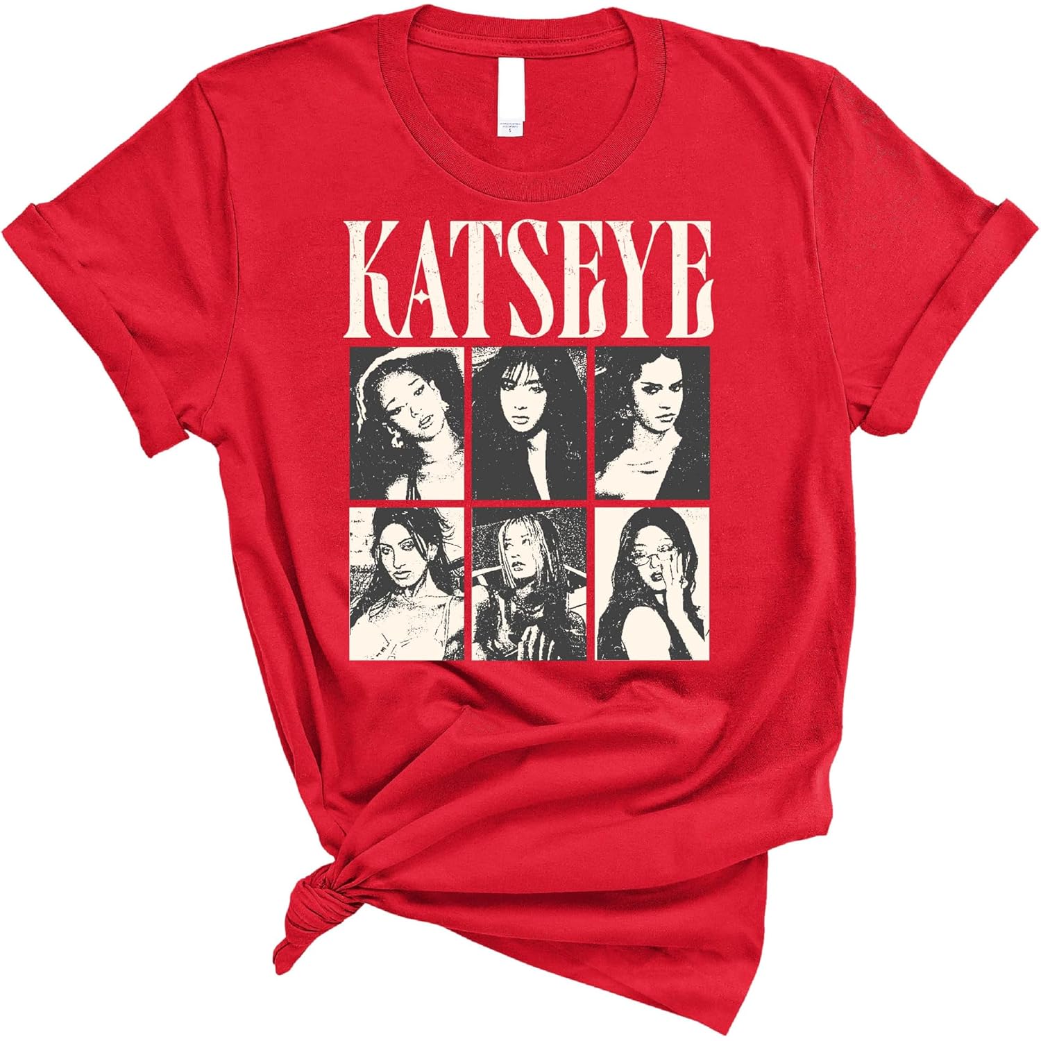 Katseye Vintage Style Photo Collage T Shirt Retro Pop Culture Casual Streetwear Tee