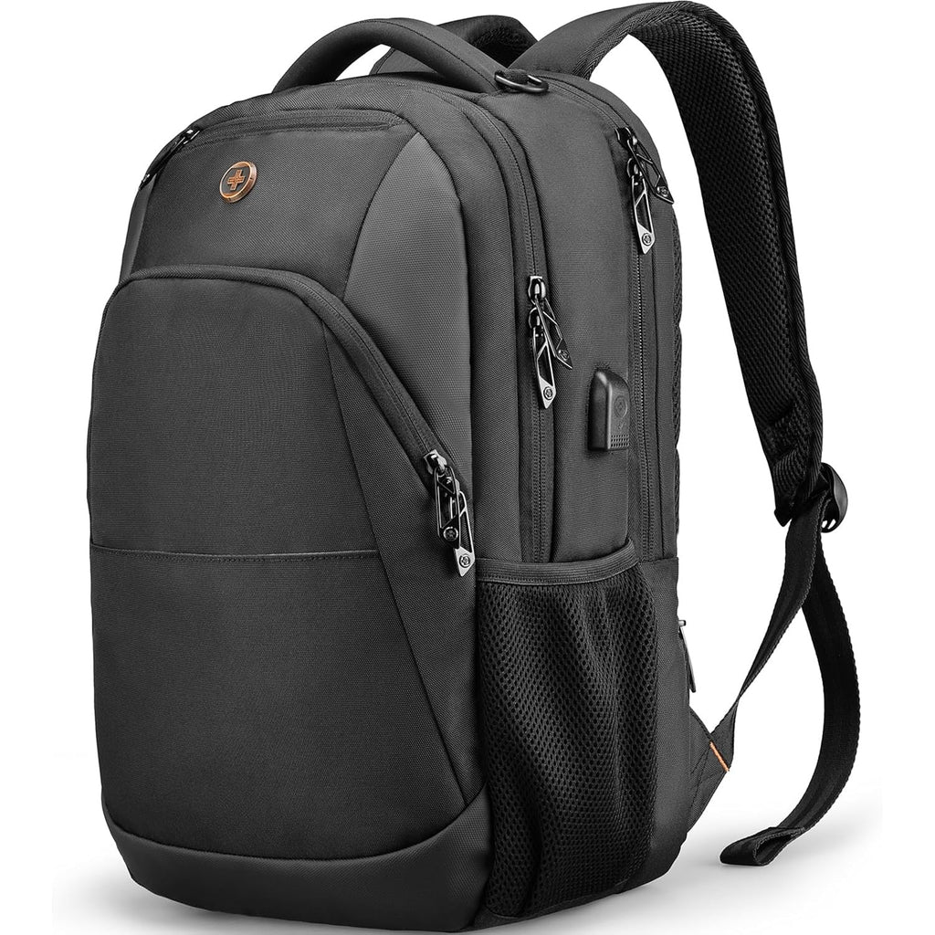 Swissdigital Design Backpack For Men & Women Fit 16 Inch Computer Sd1670-01 | Travel Laptop Backpack, College Bag, Business Backpack, With Usb Charging Port, Rfid Protetion Pocket, Water Bottle, Black