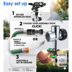 Apt Sprinklers For Yard Lawn & Garden| 80 To 5800 Sq Ft Adjustable (2-Pack) | Pulsating Impact Rotating Custom Pattern Commercial Farming Grade Water Saving Sprinkler With 4X Larger Droplets