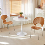 Round Dining Table, 31.5" Circle Tulip Table With Thickened Tabletop & Metal Pedestal, Mid Century Modern Bistro Table For Kitchen, Small Places, Living Room, Cafe (White)