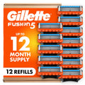 Gillette Fusion5 Mens Razor Blade Refills, 12 Count, Lubrastrip for a More Comfortable Shave