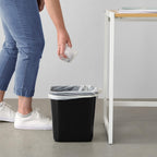 Amazon Basics Small Rectangular Commercial Office Wastebasket, Easy to Clean, 3 Gallon, Black, 2-Pack
