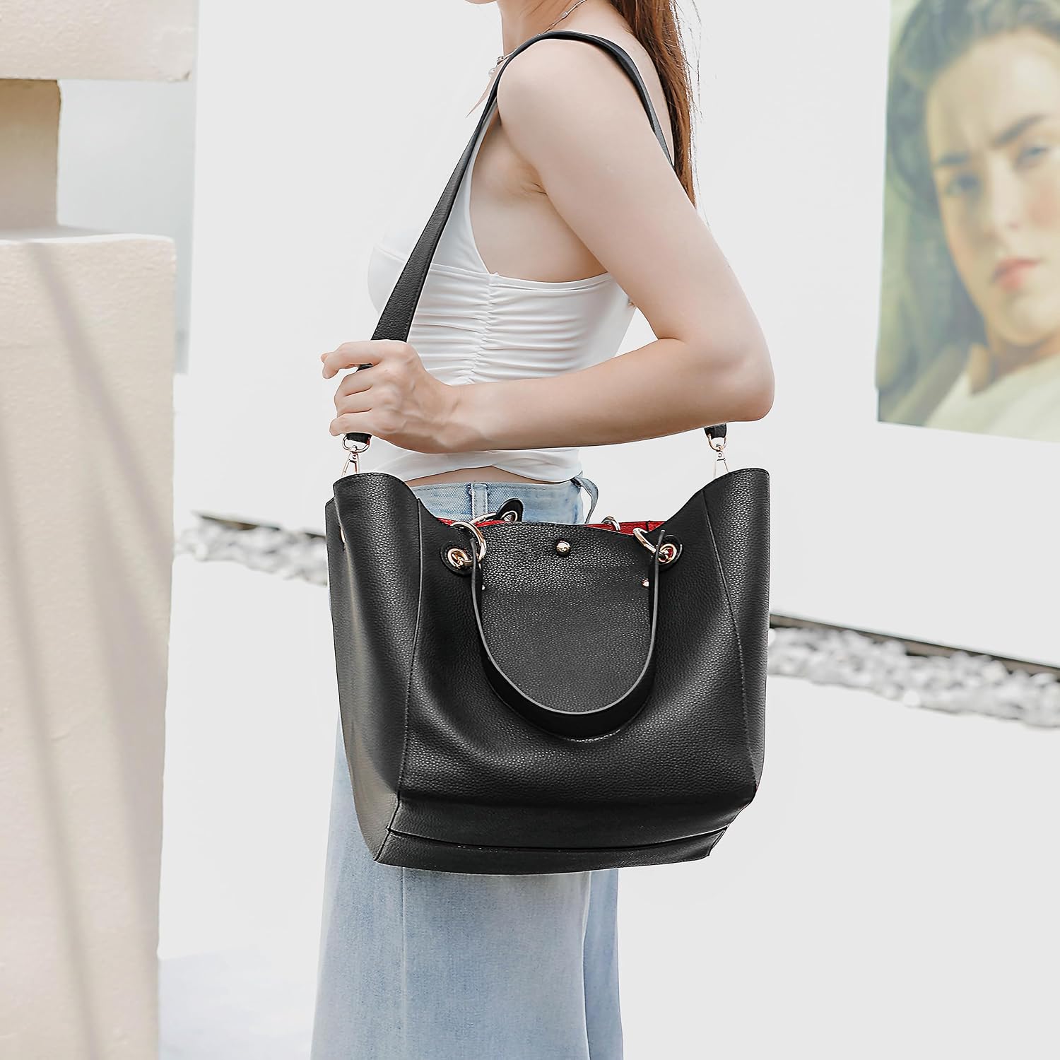 Sqlp Large Work Tote Bag For Women Designer Handbags Big Bucket Purses