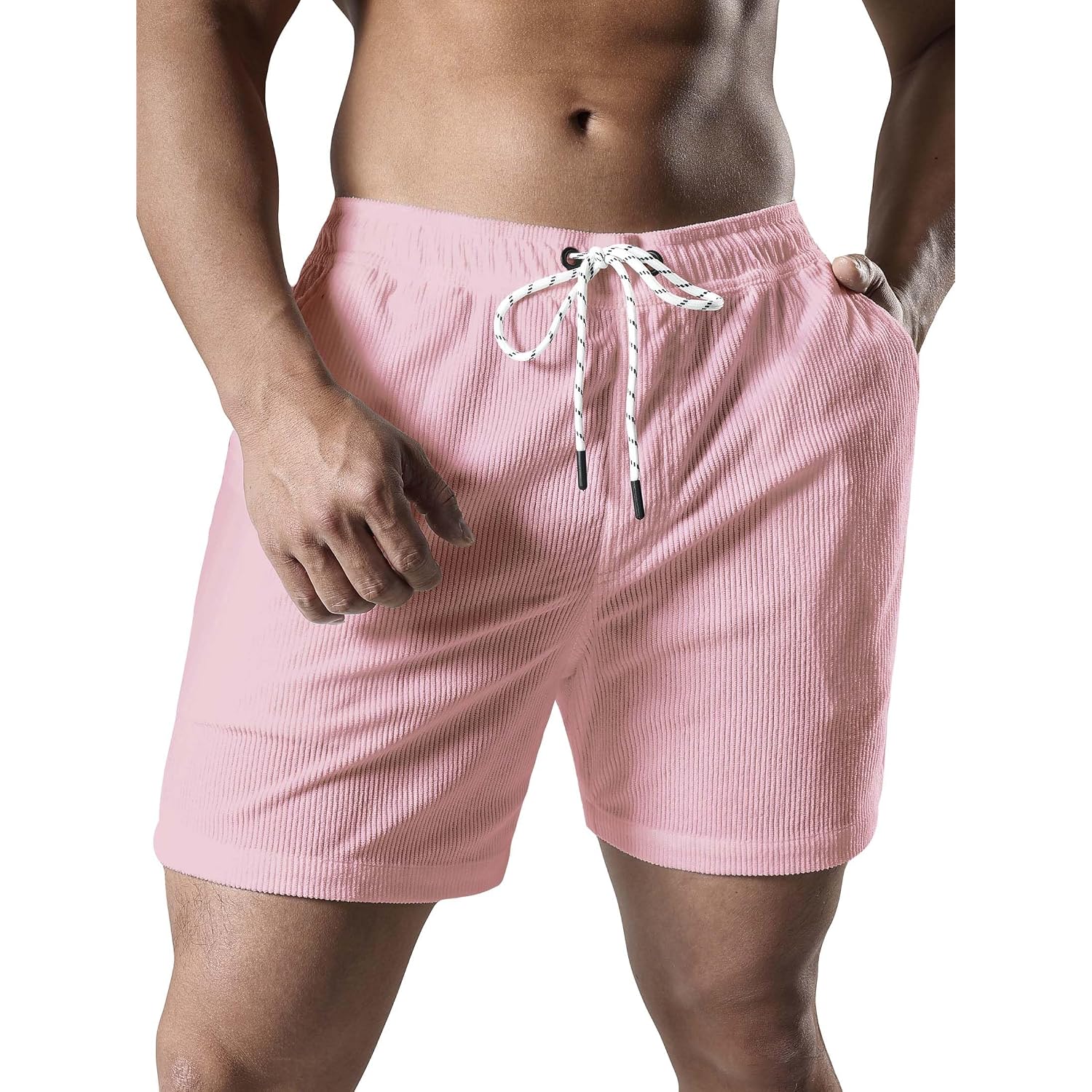Jotook Men'S Casual Drawstring Corduroy Shorts Elastic Waist Summer Shorts With Pocket