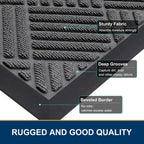 Smiry Front Door Mat Outside Entrance, Heavy Duty Outdoor Indoor Natural Rubber Doormat, Non Slip, Trap Dirt And Moisture, Easy Clean, Low Profile Patio Porch Entryway Mat, 29.5X17, Grey