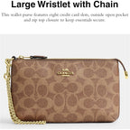 Coach Women'S Crossgrain Leather Wristlet W Chain