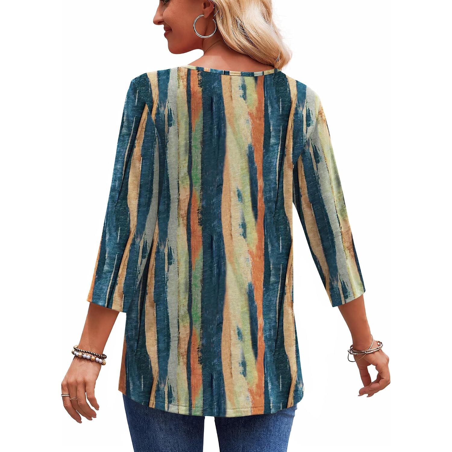 Zeagoo 3/4 Length Sleeve Womens Tops 2026 Blouses For Women Dressy Casual Fashion Clothing V Neck T-Shirts Summer Outfits