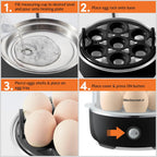 Elite Gourmet EGC115B Easy Egg Cooker Electric 7-Egg Capacity, Soft, Medium, Hard-Boiled Egg Cooker with Auto Shut-Off, Measuring Cup Included, BPA Free, Classic Black
