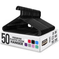 Utopia Home Plastic Hangers 50 Pack – Built-In Strap Hooks Black | Space Saving | Durable & Strong | Closet Organizer | Clothes Hangers | Ideal For Shirts, Pants, Skirts & Coats