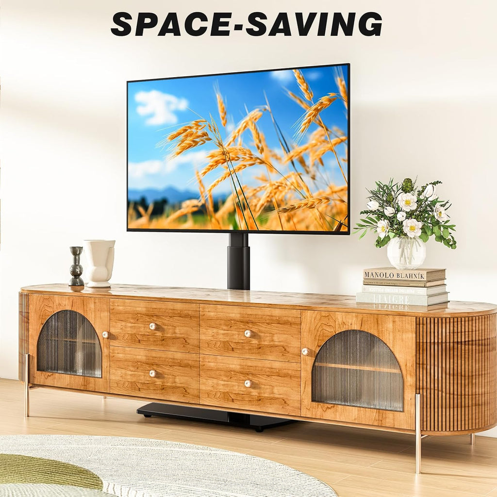 Universal Tv Floor Stand With Mount For 27-70 Inch Lcd Led Oled Tvs, Swivel Height Adjustable Tall Tv Stand, Space Saving Design For Corner Bedroom Living Room, Black