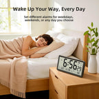 Easyera 15'' Large Digital Atomic Wall Clocks Battery Operated, Auto Dst