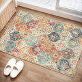 Lahome Moroccan Trellis Washable Rug, 2x3 Kitchen Rugs for Entryway Bathroom, Non-Slip Indoor Door Mat Ultra-Thin, Small Oriental Throw Carpet for Bedroom Entry Elise, Cream/Multi