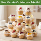 Dealusy 100 Pack Individual Cupcake Containers With Airtight Dome Lids, Clear Plastic Single Cupcake Boxes, Stackable Disposable Muffin Holders For Baking, Parties, Weddings & Picnics