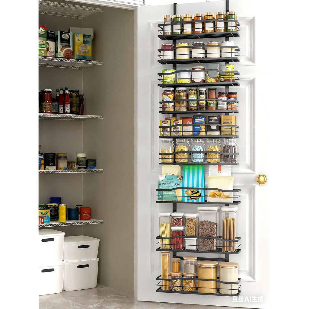 Moforoco White 9-Tier Over The Door Pantry Organizer, Pantry Organization And Storage, Metal Hanging Spice Rack Shelves Door, Home & Kitchen Essentials, Laundry Room Bathroom Organization