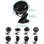 Gazeled Clip On Fan Battery Operated, 360° Rotation, With 8 Free Aa Batteries, Quiet Usb Or Battery Operated Fan, 5'' Portable Battery Powered Clip On Fans For Camping, Stroller, Bedroom, Outdoor