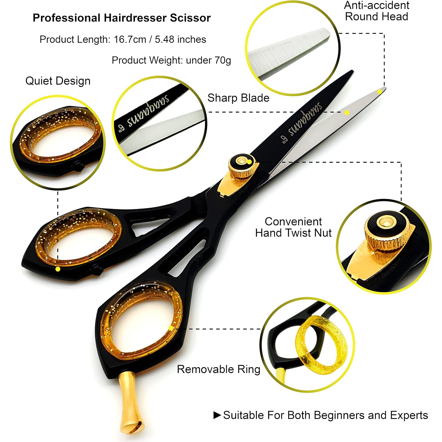 Professional Barber Shears Kit Tools - Hair Cutting Scissors Set For Hairdresser/Hair Salon + Thinning/Texture Hairdressing Haircut Shear For Beautician + Straight Razor + 10 Blades With Case
