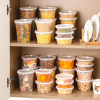 Aozita 24 Sets Plastic Deli Food Containers With Lids, 8 Oz 16Oz 32Oz Variety Pack, Airtight Food Storage Containers, Freezer/Dishwasher/Microwave Safe, Soup Containers For Takeout Food Storage