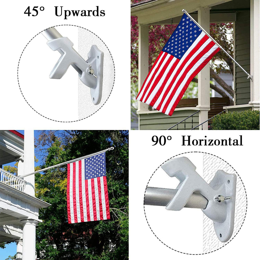 Hoople Flag Pole Holder For Outside House, Heavy Duty Aluminum Flag Holder & Flag Pole Mounting Bracket, Rust Free Wall Mount Flag Bracket With Stainless Hardware, Fits 1” Flag Pole (White-1Pack)