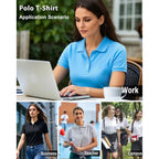 5 Pack Women's Polo Shirts Short Sleeve 3 Buttons Collared Uniform Tops Moisture-Wicking T-Shirts for Work & Casual