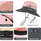 Womens Sun Hat - Sun Hats for Women with Ponytail Hole, Foldable Wide Brim Cooling Mesh Beach Fishing Hat for Outdoor